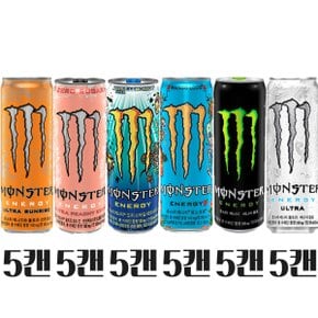 몬스터에너지 355ml 6종 5캔씩(선라이즈5 피치킨5 레모네이드5 망고로코5 그린5 울트라5)