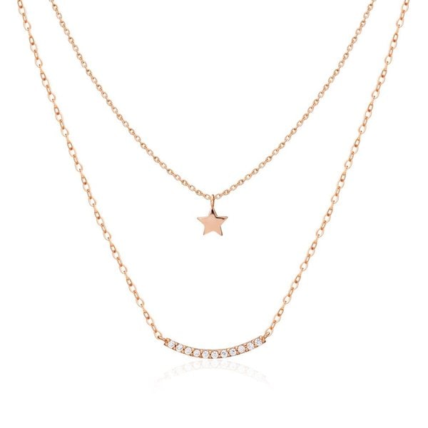 [비앤비골드] 18K 레이어드 스마일링 스틱바 체인 목걸이 MNN38906