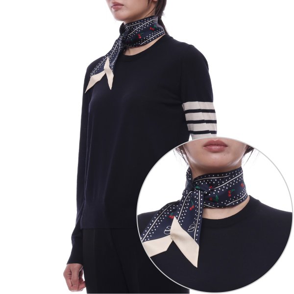 [부산점] 25FW 여성 브이로고 시그니처 실크 스카프 (7W2E6017 EXB CEU 25F)