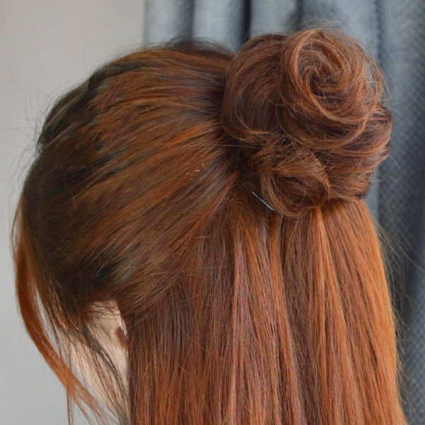 [언니네 가발] 똥머리 집게핀 가발(파마머리) (라이트브라운)