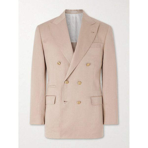 브루넬로쿠치넬리 더블브레스트 실크 리넨 블렌드 트윌 블레이저 46376663163115418