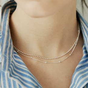 [silver925]boll layered necklace