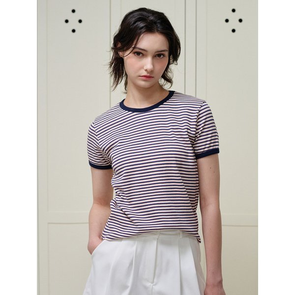 Letter Stripe Half T_Navy ST
