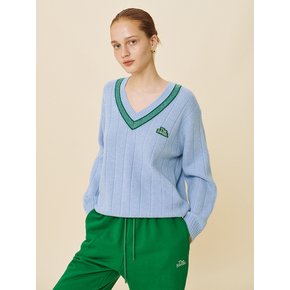 Cashmere Blended V-neck Pullover (LIGHT BLUE)