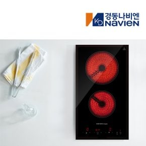 경동나비엔 빌트인 2구 터치식 전기렌지 하이라이트 쿡탑 레인지 CER150-02B2N