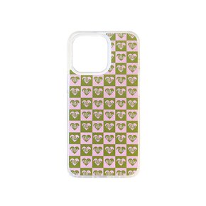 Checkerboard iPhone Case_Pink & Green_투명 젤하드케이스