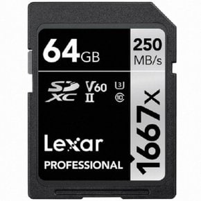 Lexar SDXC CLASS10 UHS-II U3 Professional 1667X V60 250MB/s (64GB)