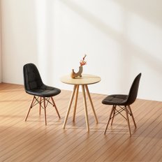 세레나 원형 젤리빈가죽 2인 테이블 (테이블+의자2)