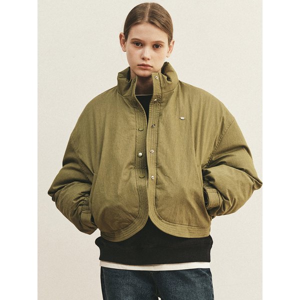 BUTTON-UP CURVE CROP PADDING_OLIVE