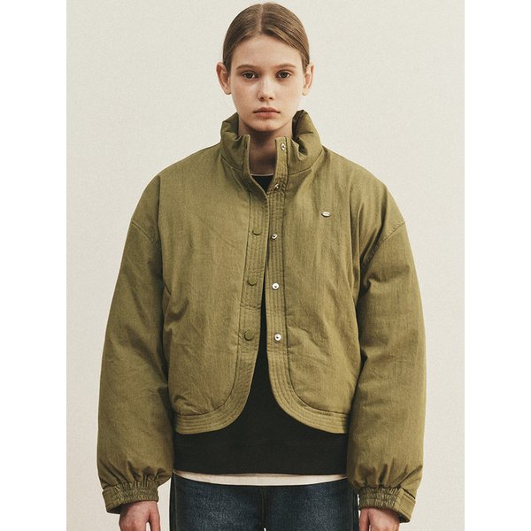 BUTTON-UP CURVE CROP PADDING_OLIVE