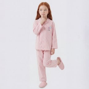 산리오캐릭터즈_ 아동용 마이멜로디 체크 9부 파자마 잠옷 세트