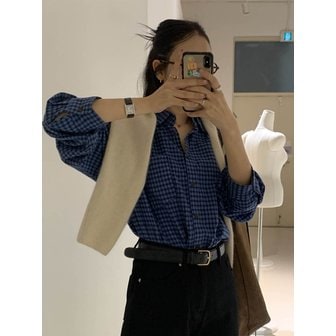 그노노이 빈티지 로지 체크 셔츠 (Blue)