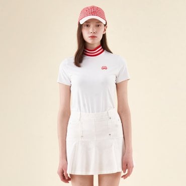 MARTINE GOLF [정상가 198000원]여성 니트 카라 반팔 티셔츠 화이트 (Q0C120431)