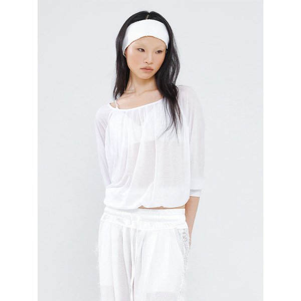 FLUID DRAPED WIDE NECK TOP WHITE