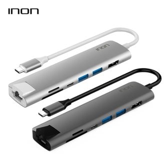 아이논 USB 3.0 C타입 7in1 멀티허브 HDMI RJ45 SD 카드리더 맥북프로 IN-UH510C