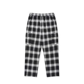 SP FLANNEL CHECKED WIDE CARGO PANTS-BLACK