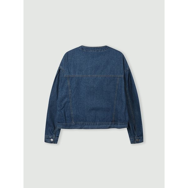 어깨 주름 벌룬 소매 데님자켓_CC6SM461