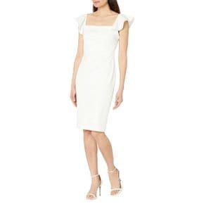 3708594 Calvin Klein Flutter Sleeve Square Neck Sheath