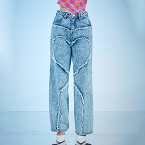 하트 아이스 워싱 청바지 블루 HEART ICE WASHING DENIM PANTS BL