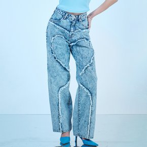 하트 아이스 워싱 청바지 블루 HEART ICE WASHING DENIM PANTS BL