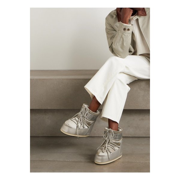 문부츠 아이콘 글로우 글랜스 메탈릭 새틴 Pvc 스노우 부츠 실버 46376663162976175