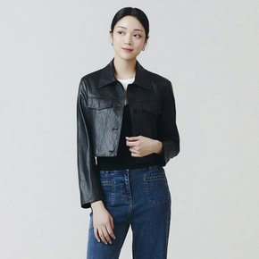 [한재인 착용][24 F/W] 잇미샤 스탠카라 에코레더 숏자켓 ITO9ZLJ700