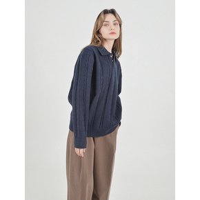 Modal Cable Collar Knit (Navy)