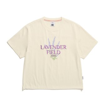 내셔널지오그래픽 [여주점] N242WTS030 여성 우븐 배색 아트웤 세미 크롭 반팔 티셔츠 베이지