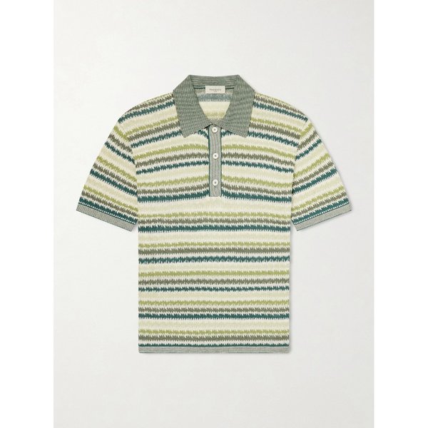 피아첸차 1733 스트라이프 실크 리넨 블렌드 폴로 셔츠 46376663163073488