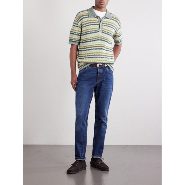 피아첸차 1733 스트라이프 실크 리넨 블렌드 폴로 셔츠 46376663163073488