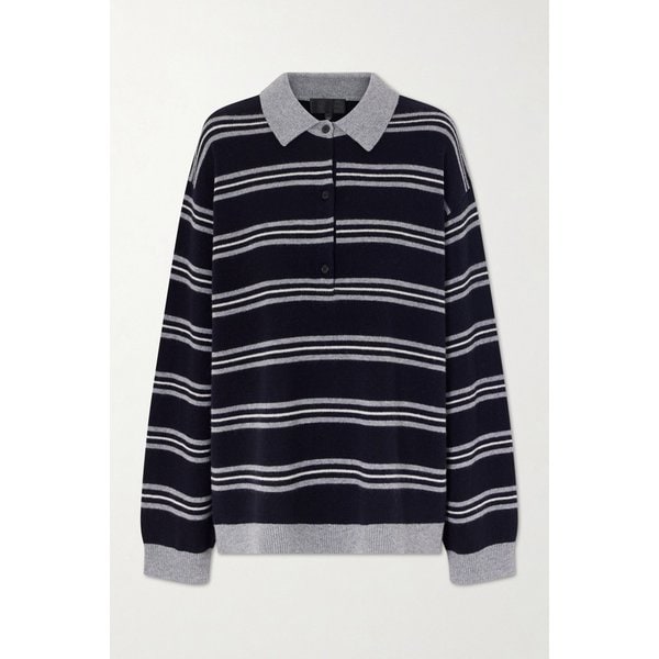 닐리 로탄 갈베즈 스트라이프 캐시미어 폴로 스웨터 네이비 46376663163024530