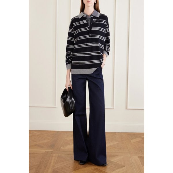 닐리 로탄 갈베즈 스트라이프 캐시미어 폴로 스웨터 네이비 46376663163024530