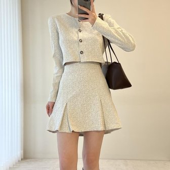신세계라이브쇼핑 [옷자락] 여자 크롭 트위드자켓 투피스 하이웨스트 스커트 세트