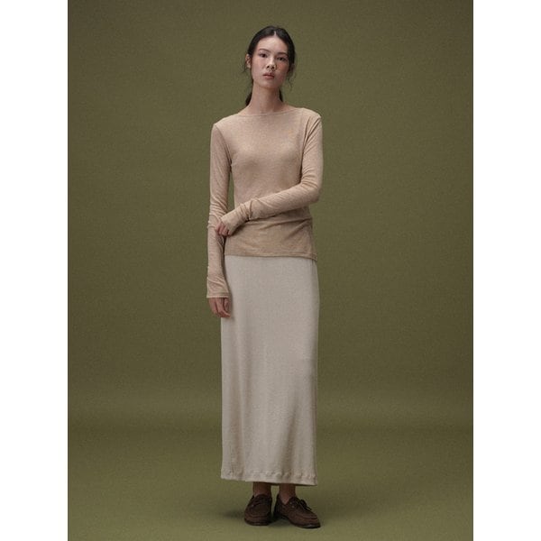 Wool boat neck T (Beige)