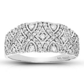 5390346 Vir Jewels 2/5 cttw Round Cut Lab Grown Diamond Wedding Band 85 Stones .925 Sterli