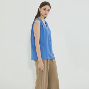 Pintuck Double Layer Blouse Blue