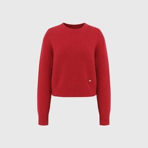 콜린 울 부클 크롭 니트_레드 / COLIN WOOL BOUCLE CROP KNIT_RED