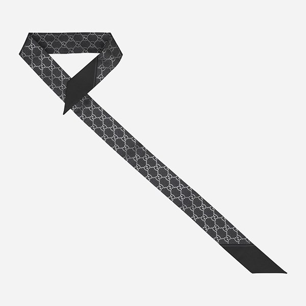 [시흥점] 6S 812250 3G001 1060 GG 프린트 홀스빗 실크 스카프 블랙