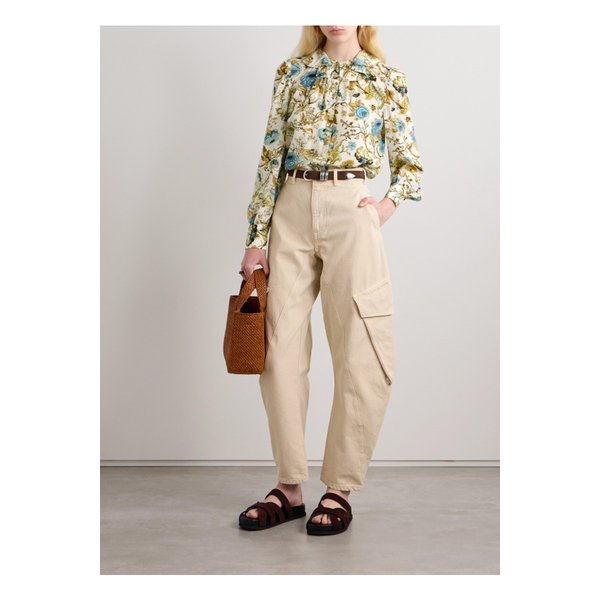 버논 러플 플로럴 프린트 실크 크레이프 드 신 블라우스 멀티컬러 1647597343422536