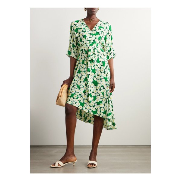 엘로이즈 벨트 비대칭 플로럴 크레이프 랩 이펙트 드레스 1647597331765894