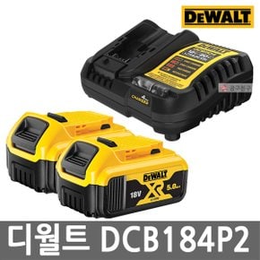 DCB184P2 스타터키트 20V 5.0Ah*2개 충전기 콤보 DCB184 2개 DCB1104