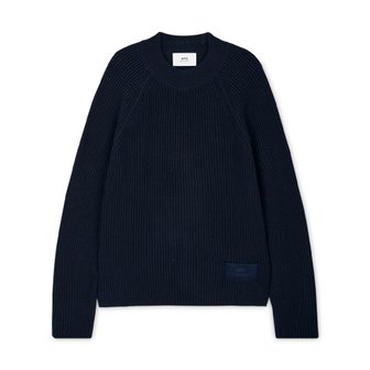  아미 남성 로고 패치 블루 뉘 니트 HKS024 KN0031 430