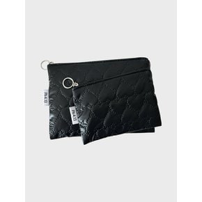 Heart Quilted Pouch (하트 퀼팅 파우치) black