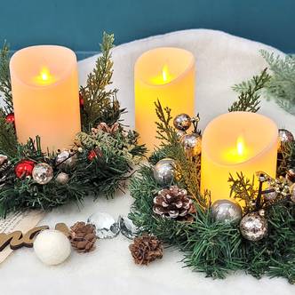 더라임코리아 LED 크리스마스 장식 캔들 무드등 리스 홈파티 소품
