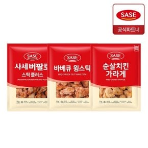 스틱 플러스 1kg+윙스틱 1kg+순살 치킨 가라게 1kg