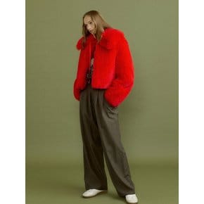 SUNNY cropped bulky fur jacket [red]