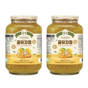 꽃샘 본비 꿀유자청 2kg 2병 액상차