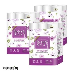 아이티씨 3겹 꽃잎감촉 화장지(27m) 30롤X3팩(90롤)