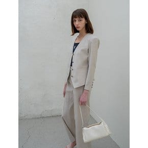 COLLARLESS LINEN SUIT BEIGE