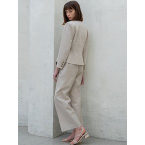 COLLARLESS LINEN SUIT BEIGE